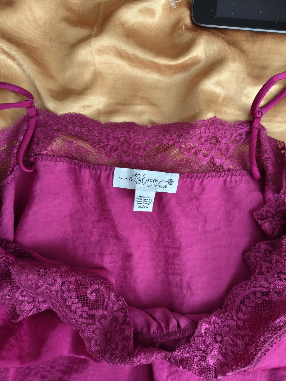 Women's Fuchsia Lace Trim Camisole/Mini Slip Dress